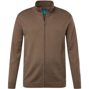 Boston Park - Heren - Boston Park gebreide jas lange mouwen opstaande kraag - Lichtbruin - Maat 52+