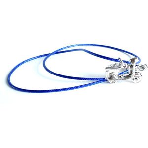 2 Love it Scooter - Ketting - Kinderen - Leer gevlochten - Blauw - Zilverkleurig