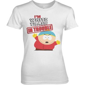 South Park I'm White Trash In Trouble Girly Tee Damen T-Shirt White-M