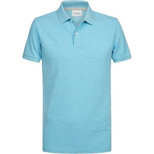 Profuomo - Polo Aquablauw Melange - Modern-fit - Heren Poloshirt Maat S