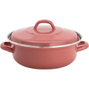 Lite-Body - Magnus Braadpan 24cm/2,5l met deksel - Emaille - Oud Roze - Inductie