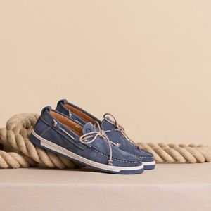 Travelin' Falmouth Dames - Leren Moccasins met veter - Bootschoenen - Instappers - Blauw Leer