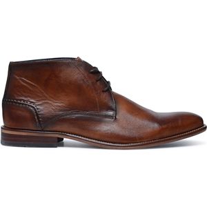 Manfield Leren Veterschoenen Cognac