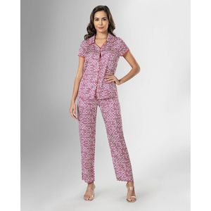 Satijn Dames 2- Delige -Pyjama- Luxe Pyjamaset- Lingerie- Sexy- Nachtkleding Roze Maat XL