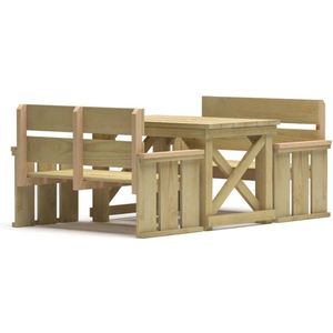 vidaXL 3-delige Tuinset geïmpregneerd grenenhout - Tuinset - Tuinsets - Eetset - Tuineetset