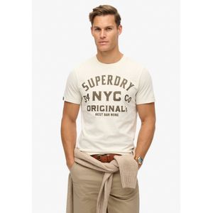 Superdry Embroidered Script Graphic T-shirt Met Korte Mouwen Beige L Man