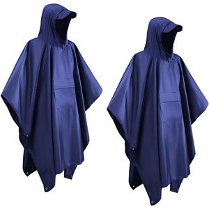 2 stuks - Poncho met Opbergtas - Regenponcho Waterdicht - Fietsponcho Sneldrogend - Winddicht - Unisex - Dames & Heren - One size - marineblauw - Poncho regenjas - Draagbare PU eendelige regenjas