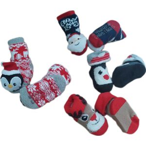 Baby - Kerstsokken - Set van 4 paar - Huissokken - Sokken - Unisex - kinderen - New Born - Warme wintersokken - Anti-slip - Kleur Meerkleurig - Maat 50-56 - Kerst - Kraamcadeau/Cadeau