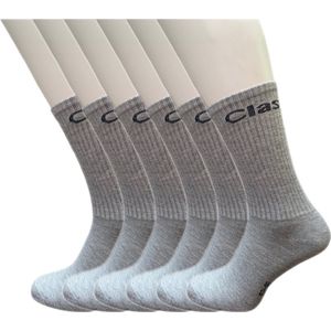 Classinn Crew inn plain geribbelde sokken katoen 12 Paar grijs melange Maat 39-42 met logo