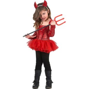 LUCIDA - Rood duivel kostuum voor meisjes - S 110/122 (4-6 jaar)