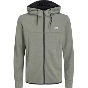 JACK & JONES Air sweat zip hood regular fit - heren sweatvest katoenmengsel met capuchon - saliegroen melange - Maat: XL