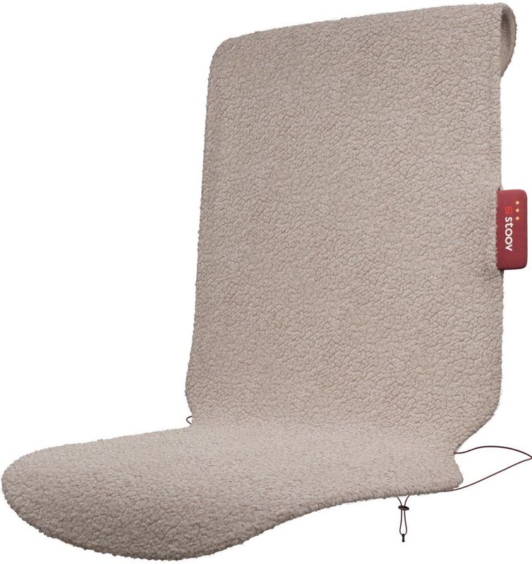 Stoov Warmtedeken | Big Hug³ | Duurzaam & Draadloos | Infrarood warmtedeken | Verwarmd stoelkleed | 45x115 cm S3 Draadloze stoelverwarmer - Woolly Beige - Stoov | Base 24Wh batterij