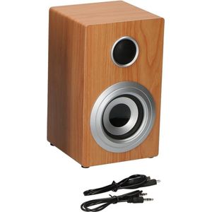 Soundlogic Retro Draadlloze Speaker - Oplaadbare Accu - Hout Design - Bluetooth / Aux (lichtbruin)