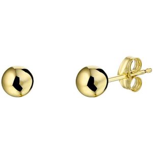 Lucardi Dames oorbellen bol 3mm - Oorbellen - Cadeau voor vrouwen - 14 Karaat Goud - Geelgoud
