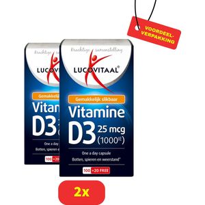 Lucovitaal Vitamine D3 25 microgram Voedingssupplement - 2x 120 Capsules Voordeelverpakking