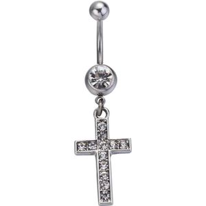 Fako Bijoux® - Navelpiercing - Kruis Kristal