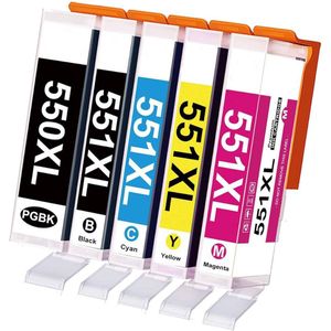 5-pack | Geschikt voor Canon PGI-550 / CLI-551 XL inktcartridges - IP7250 - IP8750 - MG5450 - MG5650 - MG7150 - MG6350 - MG7550 - MX725 - MX925