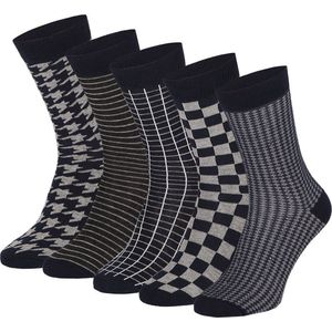 Apollo - Katoenen sokken casual print - Multi Zwart - 39/42 - 10-Pak - Heren sokken - Sokken heren 43 46 - Sokken heren