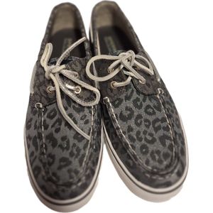 SPERRY- BOOTSHOES-CANVAS-BLACK LEOPARD-SIZE 39.5