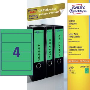 Avery Border Binder Labels, Green 192 x 61mm (100)