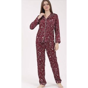 Satijn Dames Pyjama Set Parel Rood Maat M