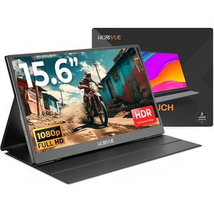 HoriVue Premium Portable Monitor 15.6 inch - Full HD - Extra Scherm Laptop - Draagbare Monitor - Gaming - IPS Beeldscherm - Plug & Play - Incl Beschermhoes - 2025 model