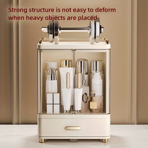 Dubbellaagse cosmetica-opbergdoos | Transparant ladeontwerp, organizer voor huidverzorging en lippenstift