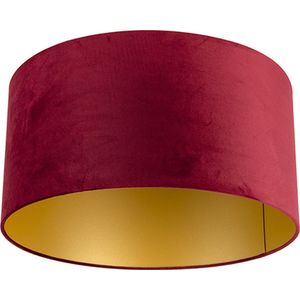 QAZQA cilinder velours - Klassieke Lampenkap - Ø 500 mm - Rood -