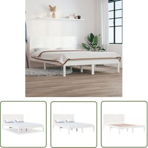 The Living Store Houten Bedframe - klassiek - massief grenenhout - 195.5 x 145.5 x 100 cm (L x B x H) - geschikt voor matras 140 x 190 cm