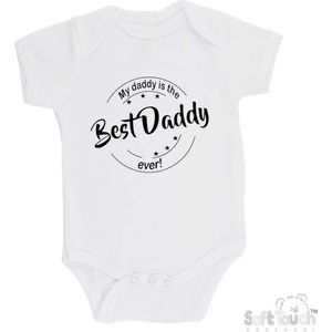 100% katoenen Romper ""My daddy is the best daddy ever!"" Vaderdag Unisex Katoen Wit/zwart Maat 62/68
