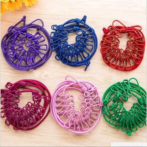 Elastische Wasserij Touw Kledingspeld Set - Reizen Draagbare Stretchable Lijn String met 12 Clips .