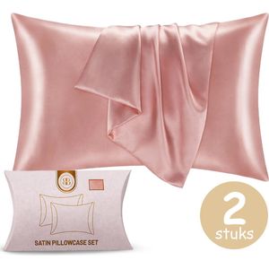 BeBliss Satijnen Kussensloop - Anti Allergeen - Haarverzorging - Curly Girl - Krullend Haar Producten - Kussenhoes - 60 x 70 cm - Set van 2 - Roze