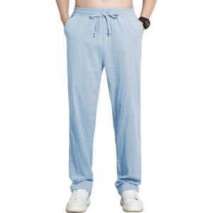 Livano Linnen Broek Heren - Zomerbroek - Volwassenen - Lange Broek - Pantalon - Strandbroek - Zomer - Ibiza Stijl - Lichtblauw - Maat S