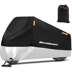 E-shop4u® - Motorhoes - Waterdicht - Outdoor Regen Protector Covers - UV Bescherming - Burgman 400/650/125 - S for 140-150cm - Zilver Met Logo
