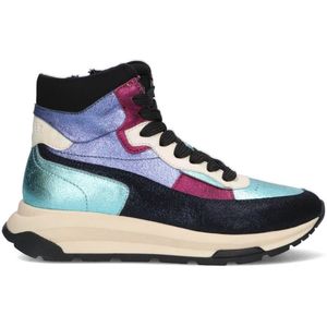 Braqeez 425950-928 Meisjes Hoge Sneakers - Blauw - Leer - Veters