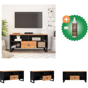 vidaXL Tv-meubel 100x33x46 cm massief acaciahout en bewerkt hout - Kast - Inclusief Houtreiniger en verfrisser