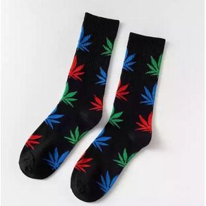 Wietsokken - Cannabissokken - Wiet - Cannabis - zwart-blauw-rood-groen - Unisex sokken - Maat 36-45