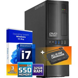 GMR Ultra Slim i7 Office PC - Business Office Computer | 32 GB RAM | 4000GB SSD | DVD±RW | USB 3 | Windows 11 Pro | WiFi-Bluetooth