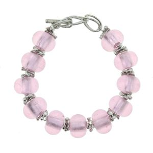 Behave Armband roze met grove glaskralen