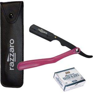 Razzaro Straight Razor Figaro Pink + 100 American Scheermesjes | Klassiek Scheermes | Nat scheren | Kappers mes