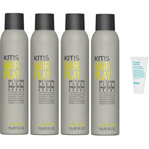 4 x KMS Hair - Hair Play Dry Texture Spray - 250ml + Willekeurig Travel Size
