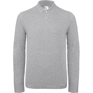 Men's Long Sleeve Polo 'ID.001' Heather Grijs B&C Collectie maat M