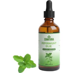 Zenatura® Pepermuntolie - 100ml - 100% Puur, Biologisch Pepermuntolie - Etherische Pepermuntolie voor Aromatherapie, als Haarolie en Huidolie