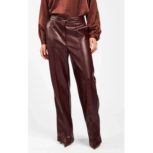 Aaiko - Sonja - Broek - Spicy Chocolate - Hoge Taille - Imitatieleer