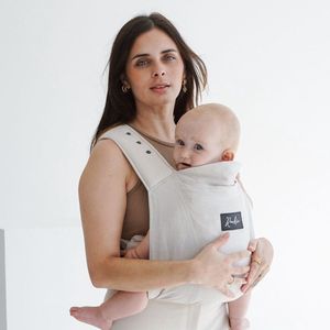 ROOKIE Baby Konnekt draagzak - Design buikdrager en rugdrager - Comfortabel en ergonomisch - Babydrager vanaf Geboorte - Ook voor Peuter - Biologisch katoen (Beige)