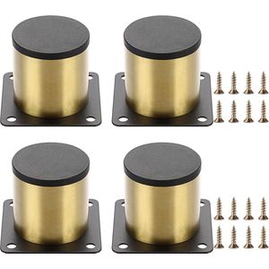 Goodivery ® Furniture Feet Set van 4 Roestvrijstalen Meubelpoten 5 cm, Poten voor Stoelen, Tafel, Kast, Bureau, Bank, Meubelpoten met Schroeven, Eenvoudige Montage, Rond (Goud)