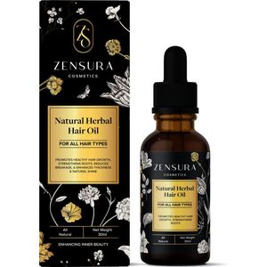 Zensura Luxe Haarolie - 100% Natuurlijk - Stimuleert Haargroei & Herstelt Beschadigd Haar- Geschikt voor Droog, Krullend & Kroeshaar - 30 ml -Haaruitval serum - Haargroei olie