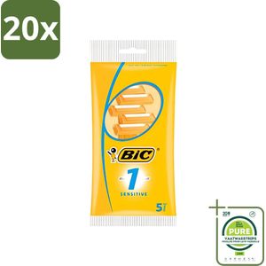 20 x Bic - Scheermesjes - Sensitive - Enkel Mesje - Wegwerpmesjes - 5 Scheermesjes - Grootverpakking - Wegwerpscheermesjes - Scheermesjes Voor Mannen - Gevoelige Huid - Scheermesje - Scheermesjes