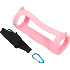 Beschermhoes geschikt voor JBL Charge 5 Bluetooth Speaker - Inclusief Draagriem - Meerdere Kleuren - Schokbestendig - Krasbestendig - Siliconen - Hoesje - Case - Bescherming - Roze