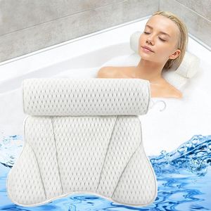 Bath Pillow, Neck Pillow Bathtub, 4D Mesh Bath Pillow Neck, Ergonomic Bath Pillow for Bathtub with 6 Suction Cups, for Home Spa and Bathtubs, Home Spa, Supports Head, Neck, Back